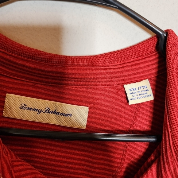 Tommy Bahama red semi-ribbed texture polo. - Picture 4 of 9